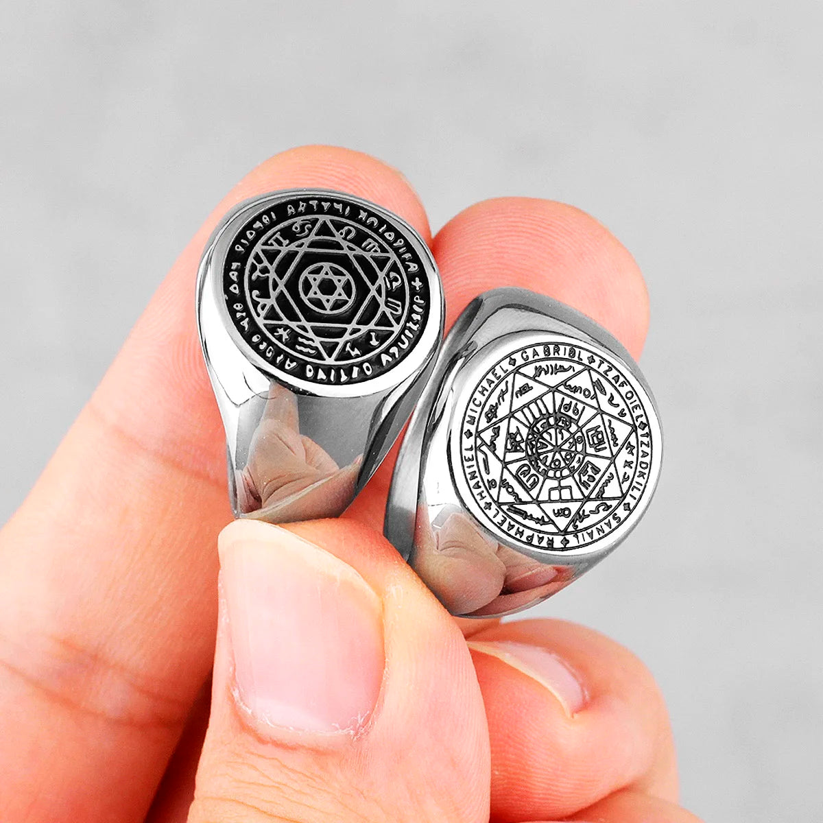Constellation Patron Saint Star of David Amulet Stainless Steel Mens Rings for Male Boyfriend Jewelry Creativity Gift Wholesale