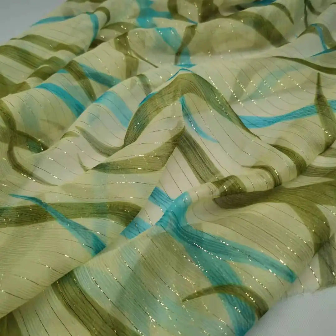Pure Silk 100% Fabric On Sale Bohemian Floral Chiffon Style Width 135cm Soft 6mm Dress Scarf Material