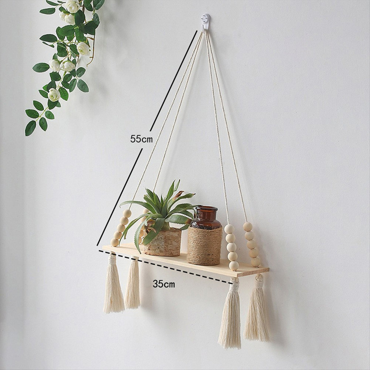 Shelf Boho Decor Shelves on Wall Wood Decoration for Bedroom Living Room A