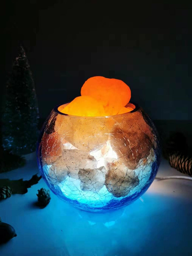 Ice and Fire Salt Light Himalayan Ore Small Night Lamp Natural Fragrant Stone Aromatherapy Gifts for Men and Women Bedroom Bedside Lamp