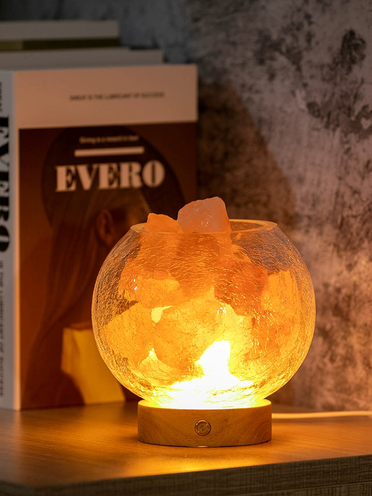 Ice and Fire Salt Light Himalayan Ore Small Night Lamp Natural Fragrant Stone Aromatherapy Gifts for Men and Women Bedroom Bedside Lamp