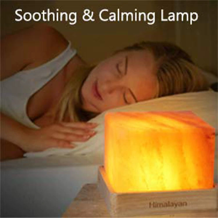 Salt Light Himalaya Crystal Salt Light USB Button Switch Wooden Base Negative Ion Table Lamp Small Night Lamp