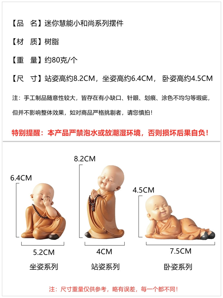 Creative Decompression Cure Mood Stability Desk Decorations Women's Station Decorations Buddha Little Monk Zen