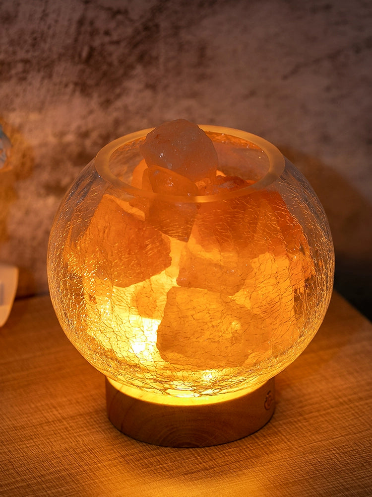 Ice and Fire Salt Light Himalayan Ore Small Night Lamp Natural Fragrant Stone Aromatherapy Gifts for Men and Women Bedroom Bedside Lamp