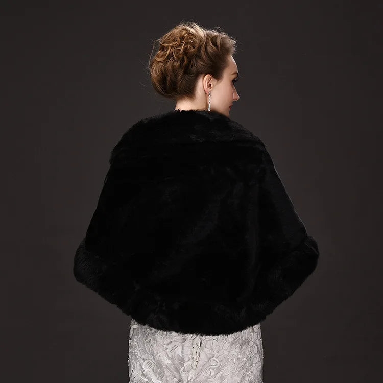 Luxury Faux Fur Scarf Cape Winter Warm Bolero Bridal Poncho Elegant Soft Mink Female Wedding Cloak Jacket E162