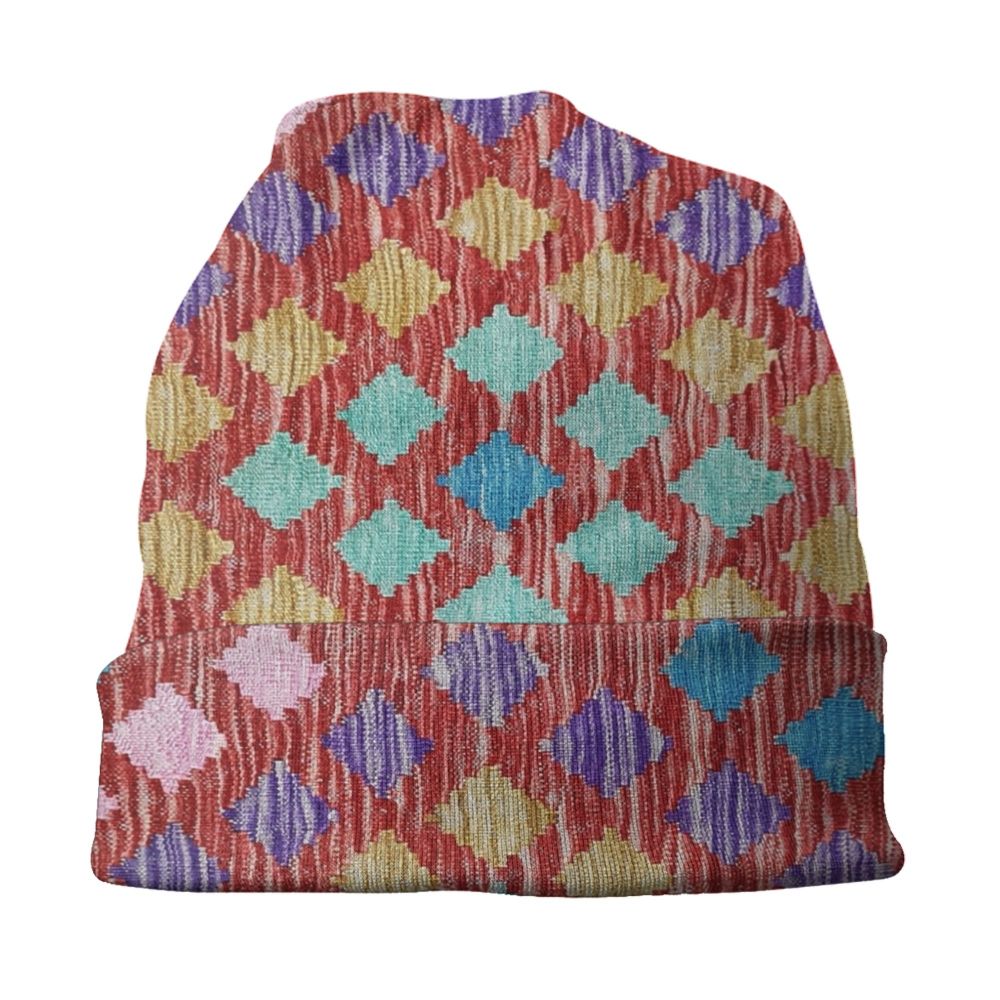 Custom Persian Kilim Print Skullies Beanies Caps Cool Warm Knitted Hats Unisex Bohemian Geometric Ethnic Style Bonnet Hats