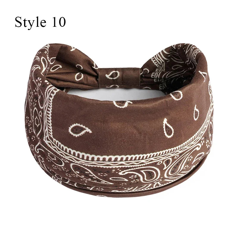 Boho Knot Turbans Yoga Elastic Head Wrap Women Headband Wide Hairbands Headwear Floral Bandanas Fashion Hair Band Accessories