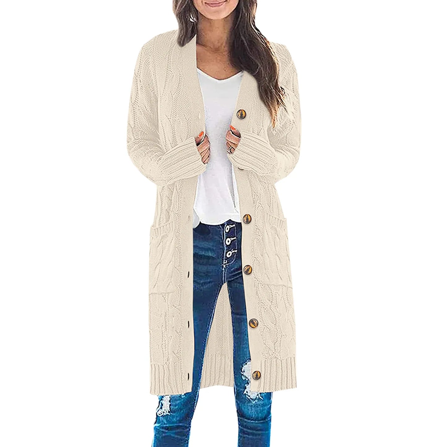 Women Boho Patchwork Cardigan Casual Loose Long Sweater Open Front Knit Sweaters Coat Korean Style Sweater For Women Daily