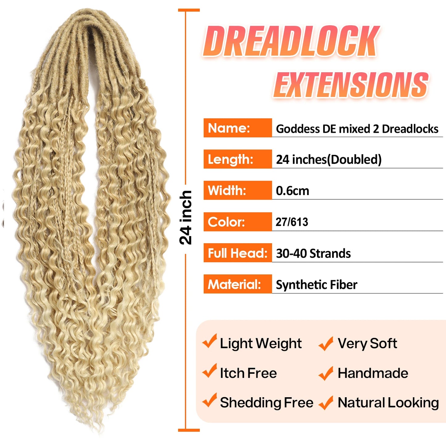 Double Ended Synthetic Dreadlock Extensions Ombre Blonde Boho Crochet Hippie Dreads 10 Strands Handmade Bohemian Box Braids