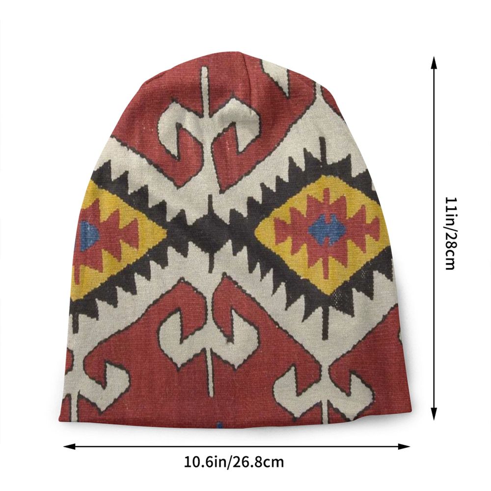 Custom Persian Kilim Print Skullies Beanies Caps Cool Warm Knitted Hats Unisex Bohemian Geometric Ethnic Style Bonnet Hats
