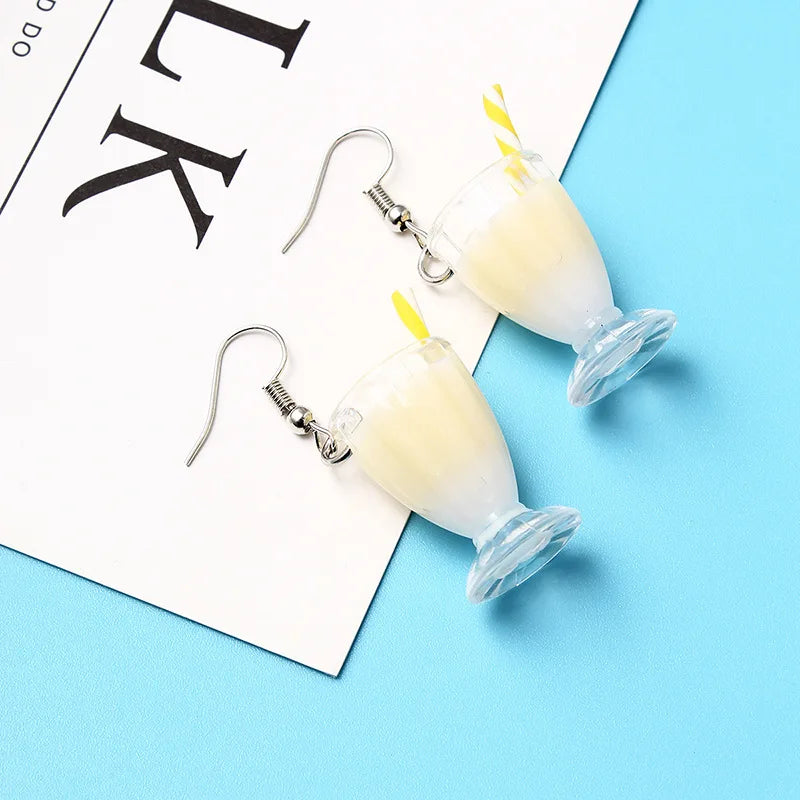 Boho Spring Summer Women's Earrings Tea With Milk Acrylic Fruit Cup Trend Fashion Originality Jewelry Sweet Lovely Girl Earrings