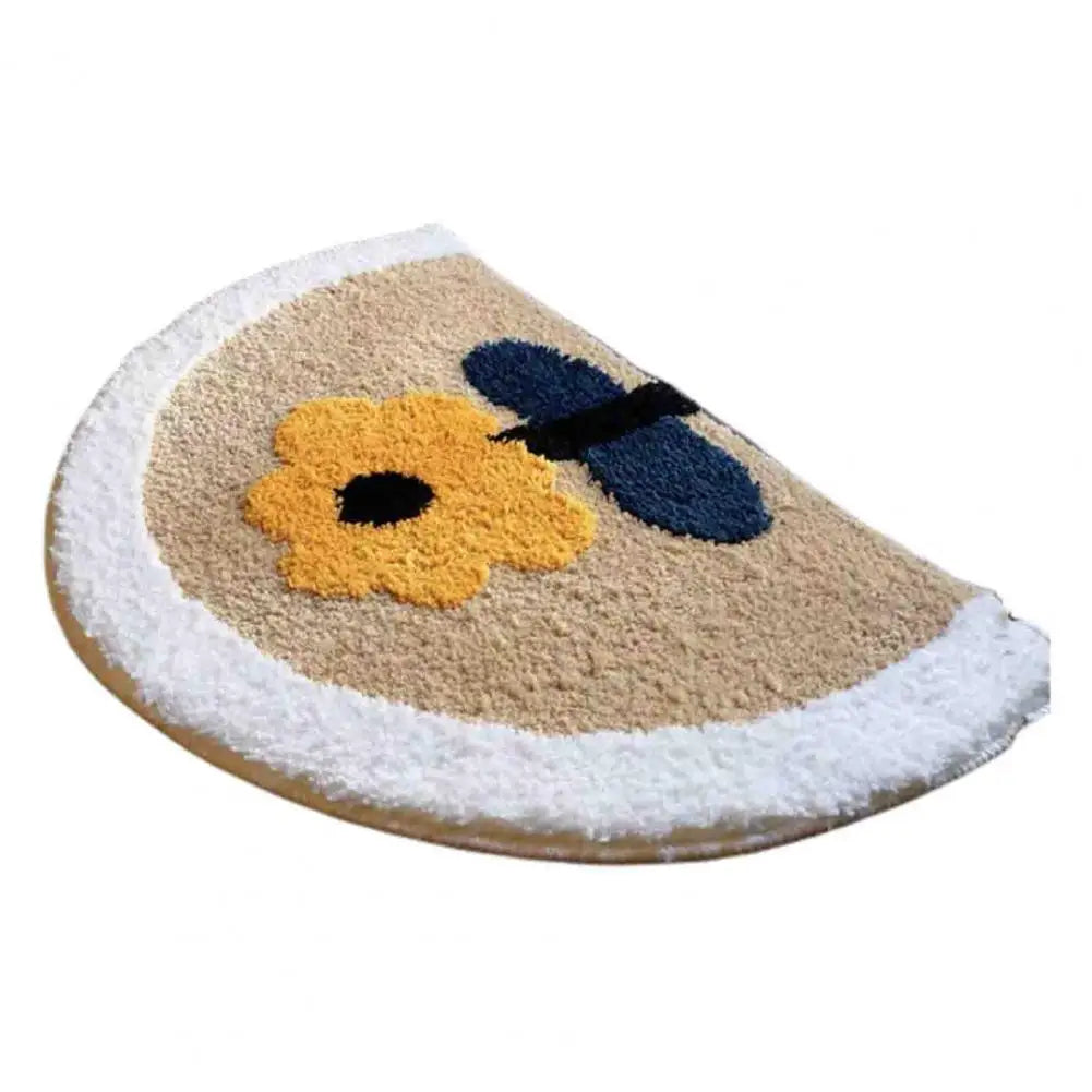 Bathroom Rugs Boho Flower Cartoon Panda Pattern Semicircle Floor Mat Thick Water Absorbent Non-slip Rug for Bathroom Kitchen