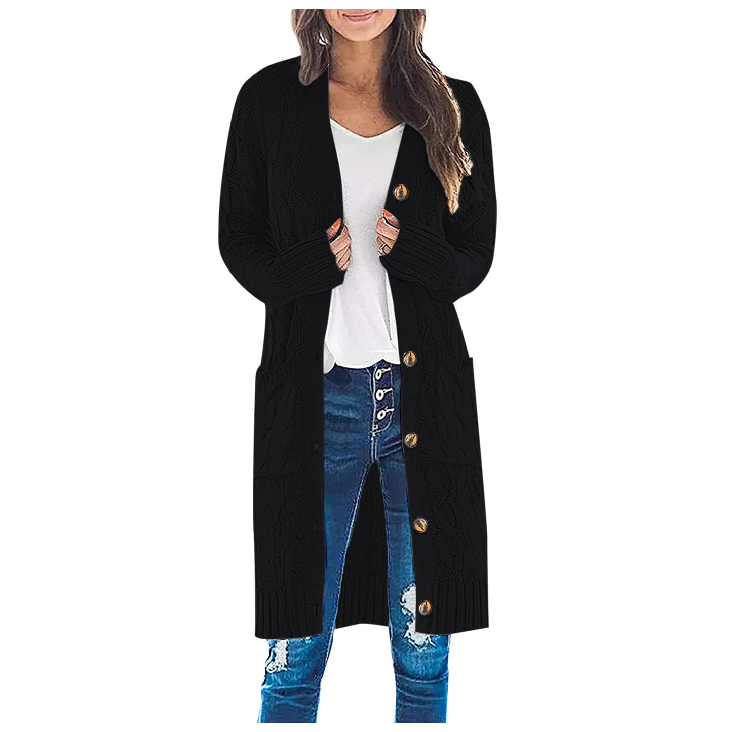 Women Boho Patchwork Cardigan Casual Loose Long Sweater Open Front Knit Sweaters Coat Korean Style Sweater For Women Daily