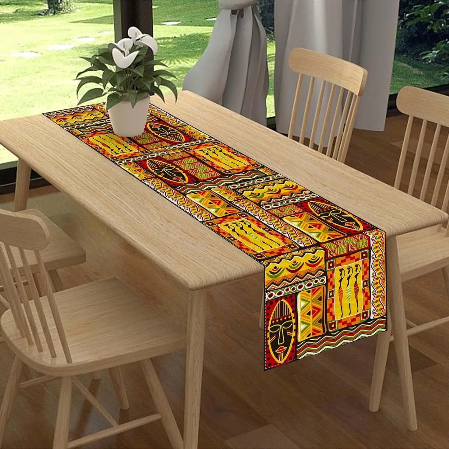 Ethnic Bohemian African Totems Linen Table Runners Dresser Scarves Table Decor Farmhouse Dining Table Runners Party Decorations