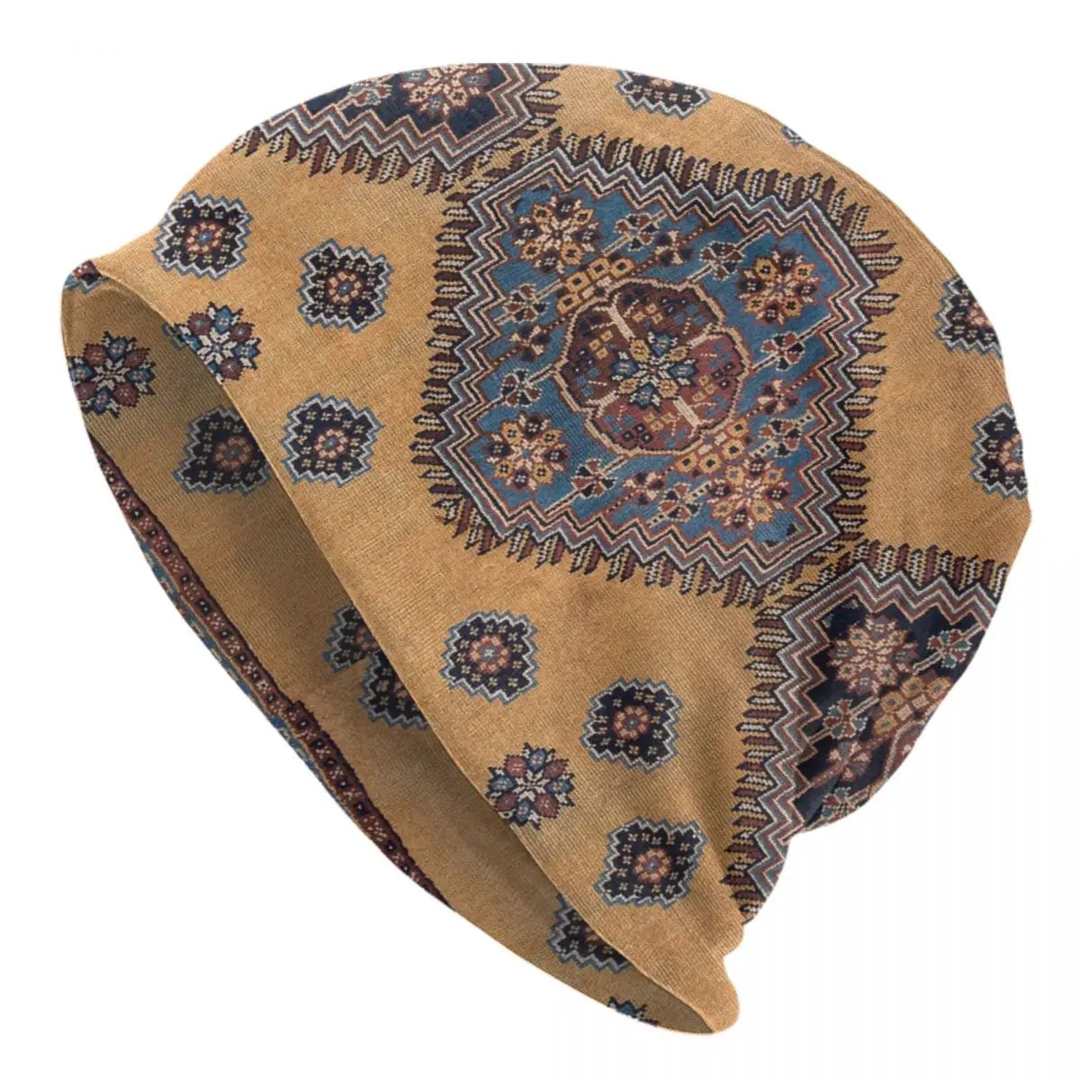 Custom Persian Kilim Print Skullies Beanies Caps Cool Warm Knitted Hats Unisex Bohemian Geometric Ethnic Style Bonnet Hats