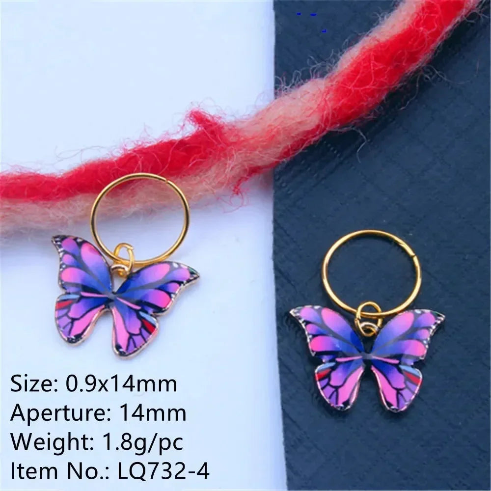 5-20pcs Boho Butterfly Hair Ring Dreadlocks Beads Hair Braid Rings Clips Dread Locks Hair Braiding Accessories