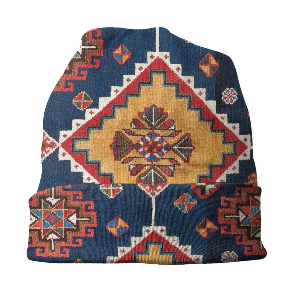 Custom Persian Kilim Print Skullies Beanies Caps Cool Warm Knitted Hats Unisex Bohemian Geometric Ethnic Style Bonnet Hats