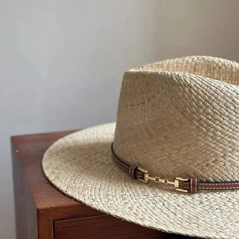 Fashion Vintage Raffia Straw Jazz Hats For Women Men Caps Summer Beach Casual Fedora Hat Jazz Hat Elegant Sunhat Chapeau Enfant