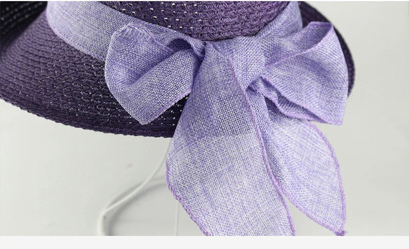 2019 Summer Bow Ribbon Sun Hat Panama Women's Cap Bonnet Beach Straw Hats summer hats for women шляпа соломенная gorro mujer