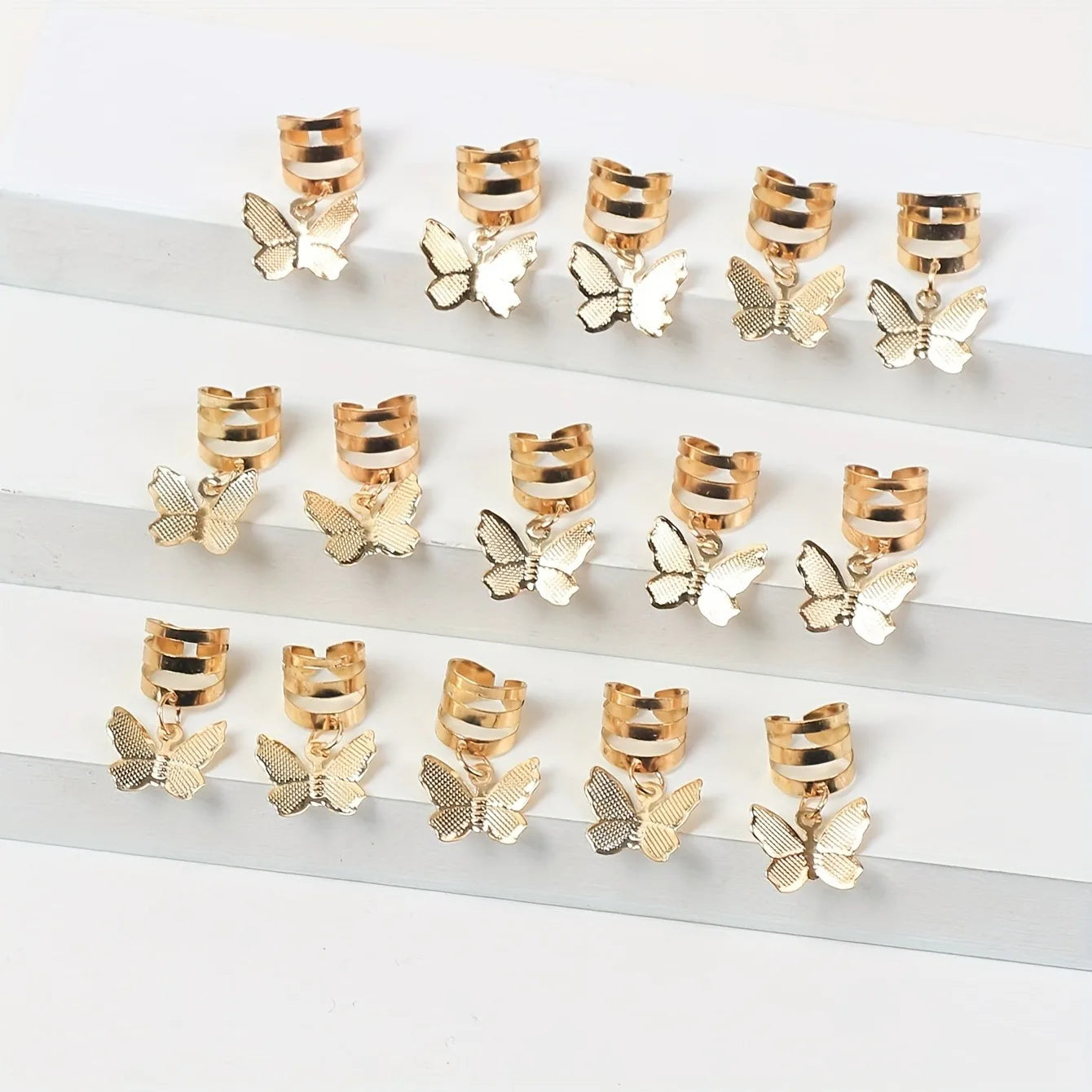 15pcs Boho Butterfly Hair Ring Hair Accessories Loc Hair Jewelry for Braids Dreadlocks Beads Hair Dread Locks Hair Braiding
