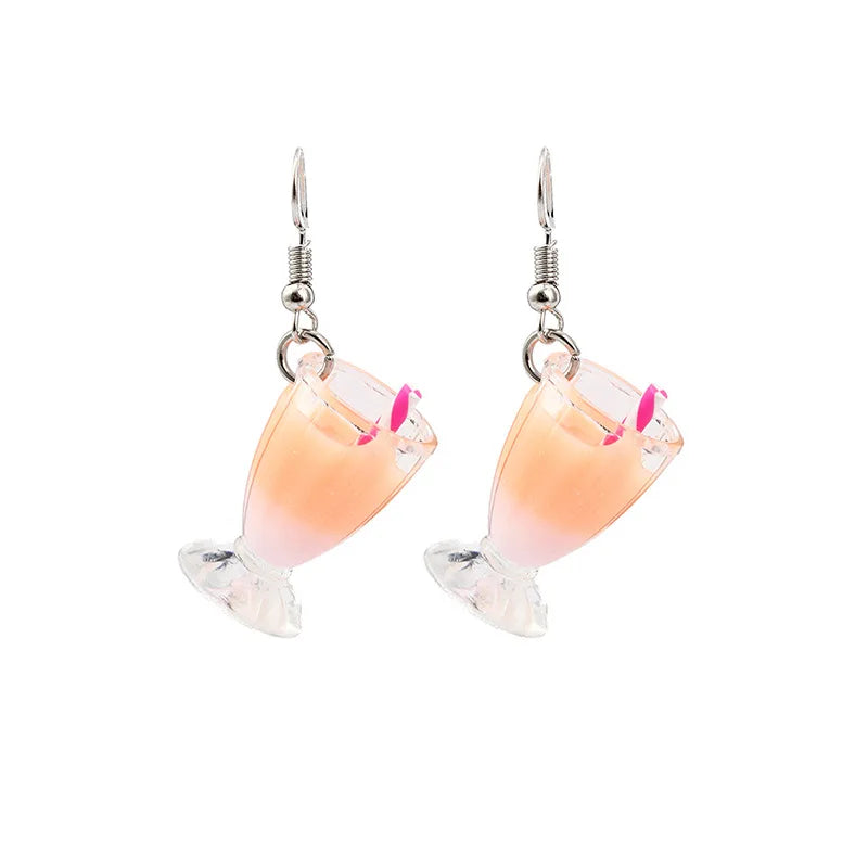 Boho Spring Summer Women's Earrings Tea With Milk Acrylic Fruit Cup Trend Fashion Originality Jewelry Sweet Lovely Girl Earrings