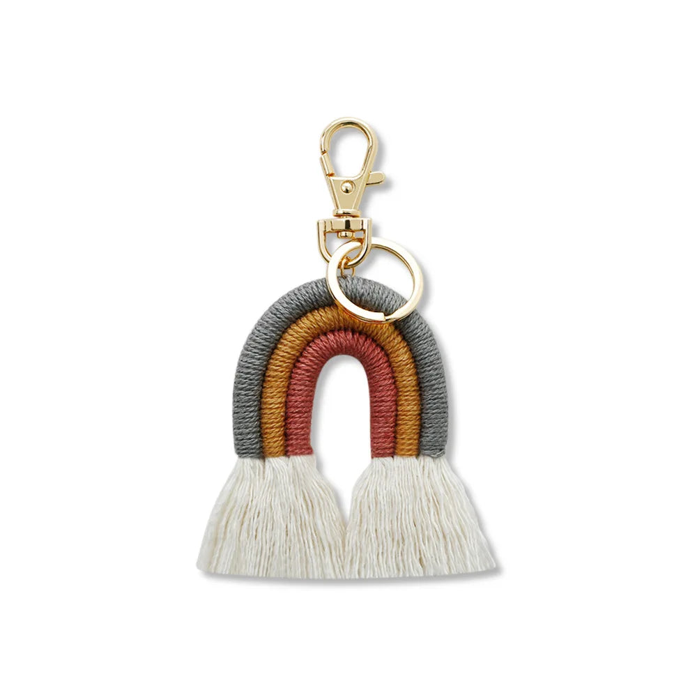 Fashion Rainbow Keychain Bohemian Tassel Key Chain Car Keyring Holder Women Girl Bag Ornaments Handbag Charms Wallet Purse Decor