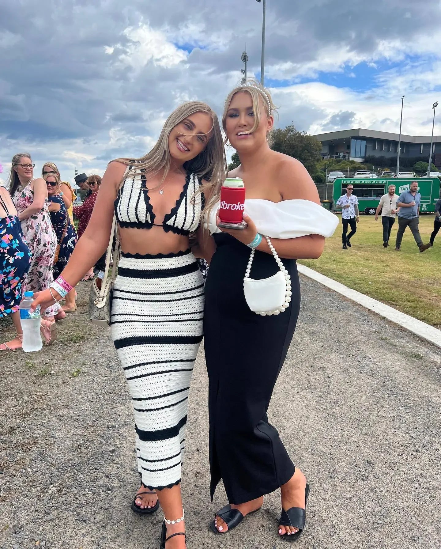 Trendix Stripe Knit Skirt And Bra Sets Women Sexy Backless Sleeveless Bikini Top Boho Party Elegant Knitwear Long Evening Dress