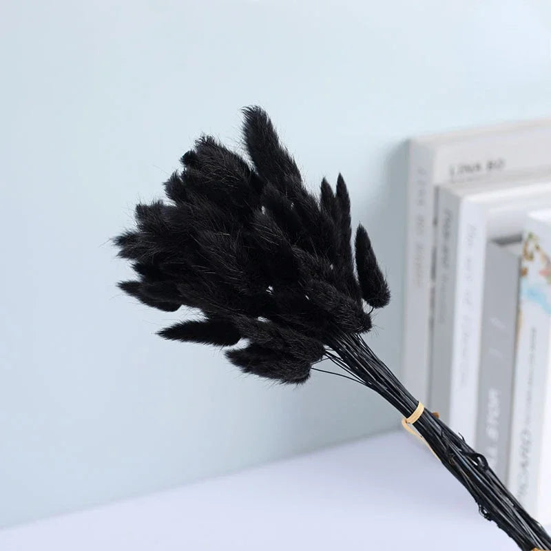 Dried Flower Bouquet Nature Black Bunny Rabbit Tail Arrange Boho Home Decor Halloween Pamaps Grass Wedding Party DIY Accessories