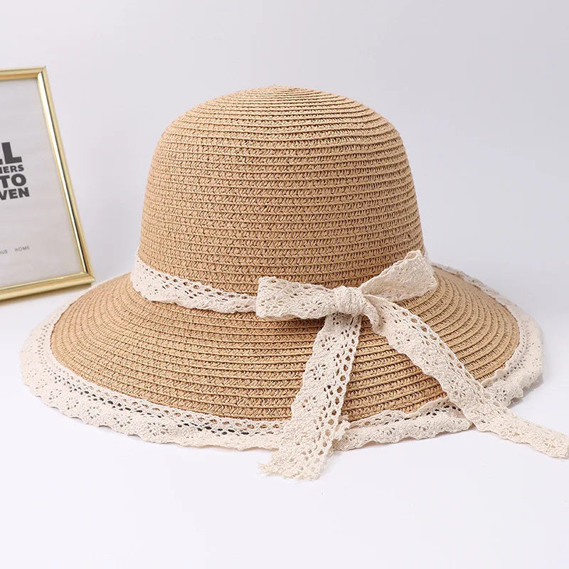 2019 Summer Bow Ribbon Sun Hat Panama Women's Cap Bonnet Beach Straw Hats summer hats for women шляпа соломенная gorro mujer