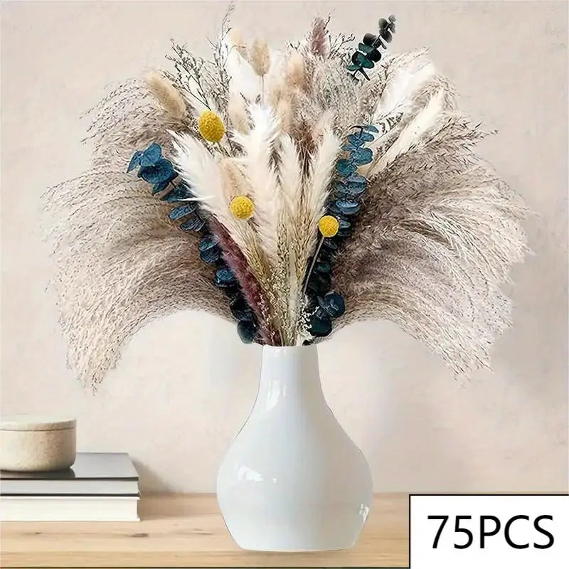 Natural Dried Pampas Grass Flowers Bouquet for Christmas Decoration Reed Eucalyptus Boho Home Decor DIY Making Craft Accessories