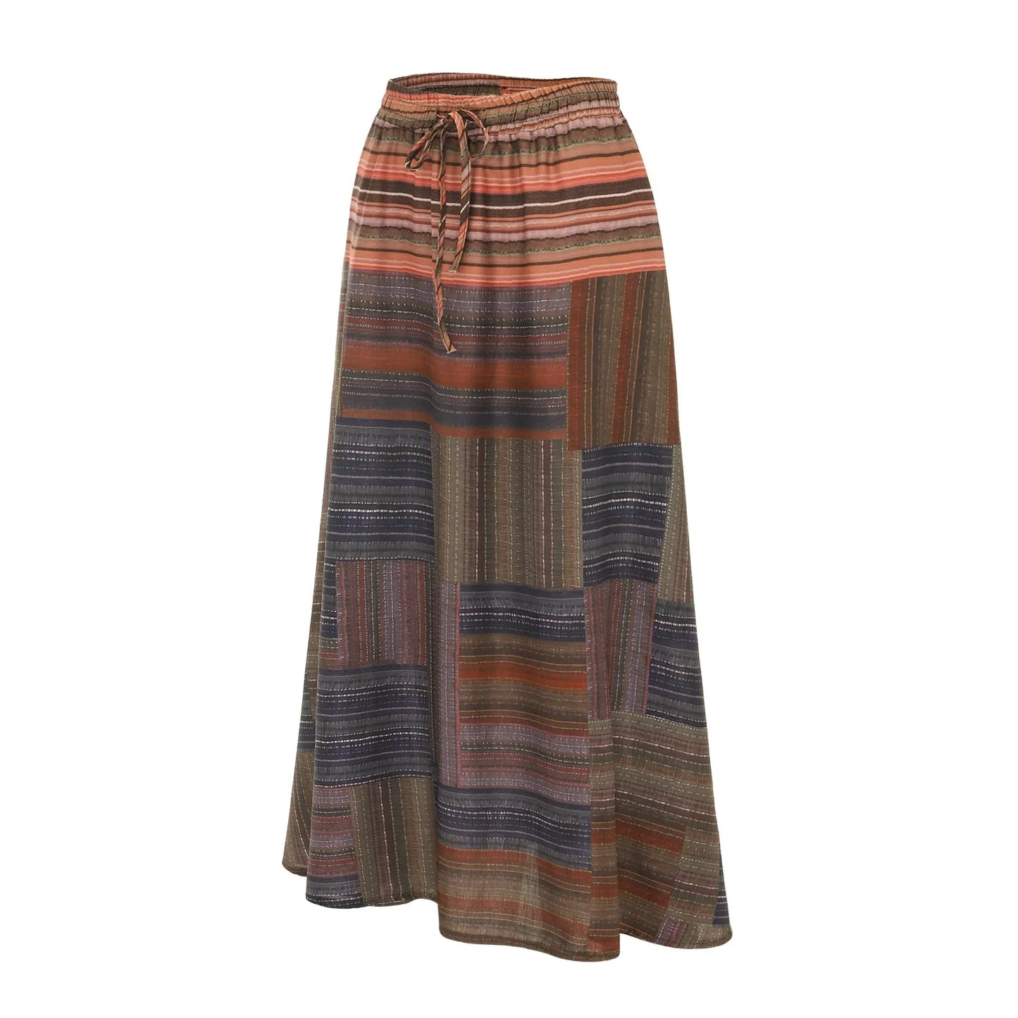 Autumn Vintage Retro Long Skirt Drawstring High Waisted Large Swing A Line Skirt Hip Hop Gothic Korean Y2k Flowy Boho Skirt