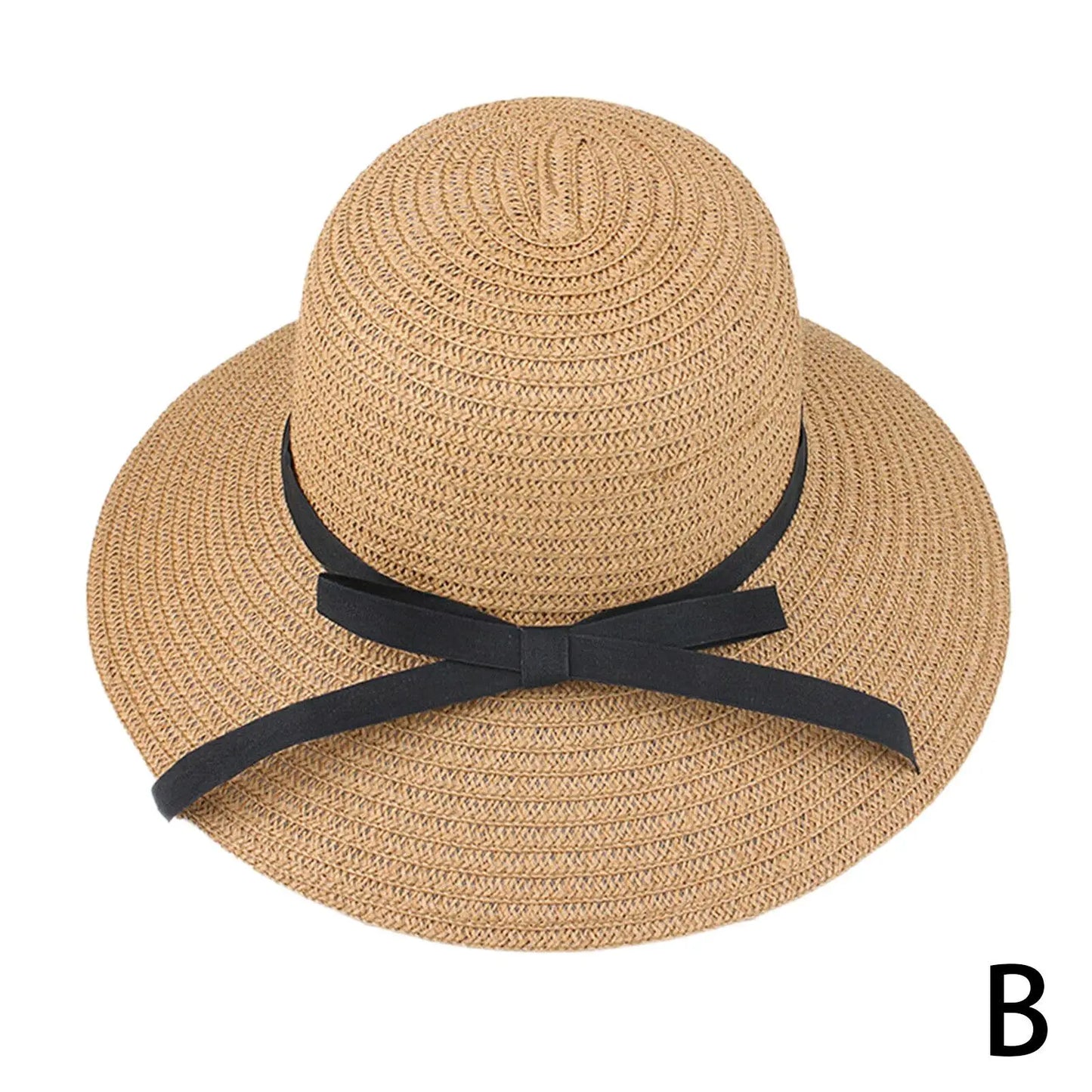 Summer Hats For Women Sun Hat Beach Ladies Fashion Flat Bowknot Panama Lady Casual Sun Hats For Women Straw Hat