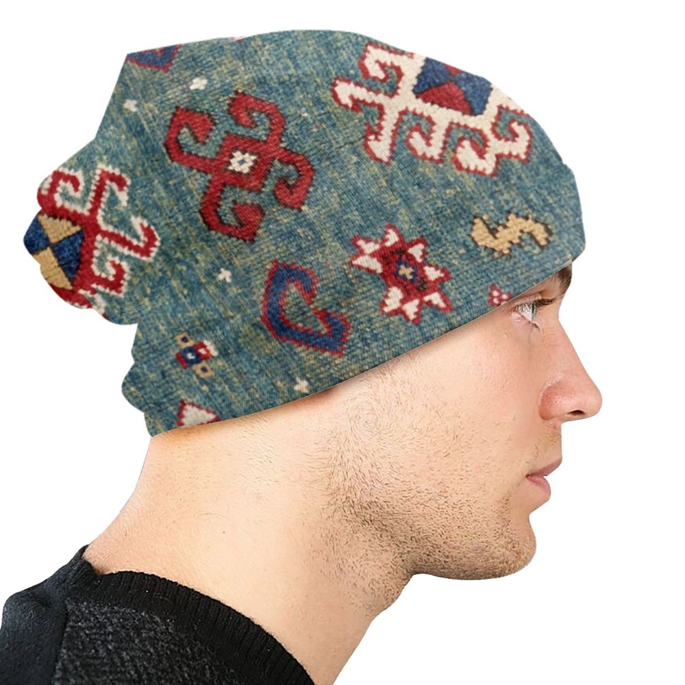 Custom Persian Kilim Print Skullies Beanies Caps Cool Warm Knitted Hats Unisex Bohemian Geometric Ethnic Style Bonnet Hats