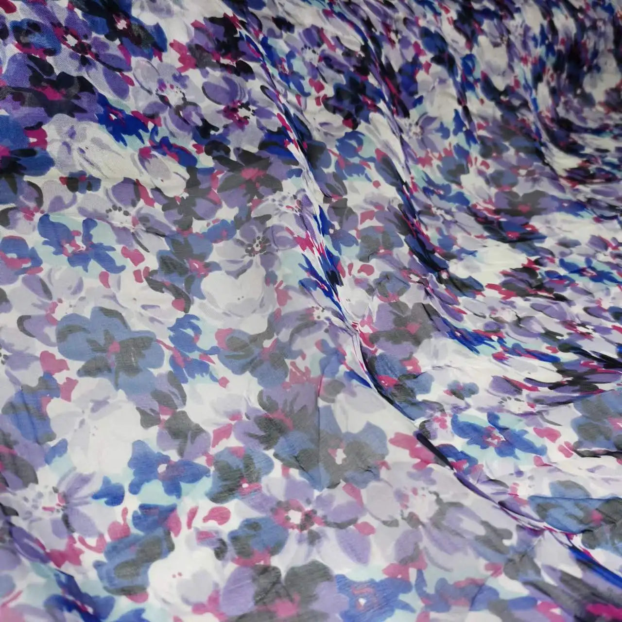 Pure Silk 100% Fabric On Sale Bohemian Floral Chiffon Style Width 135cm Soft 6mm Dress Scarf Material
