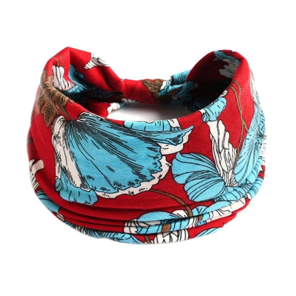 Boho Knot Turbans Yoga Elastic Head Wrap Women Headband Wide Hairbands Headwear Floral Bandanas Fashion Hair Band Accessories