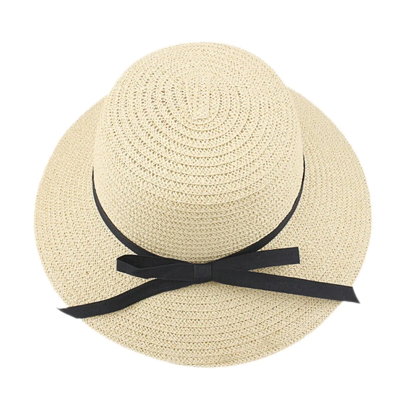 Summer Hats For Women Sun Hat Beach Ladies Fashion Flat Bowknot Panama Lady Casual Sun Hats For Women Straw Hat