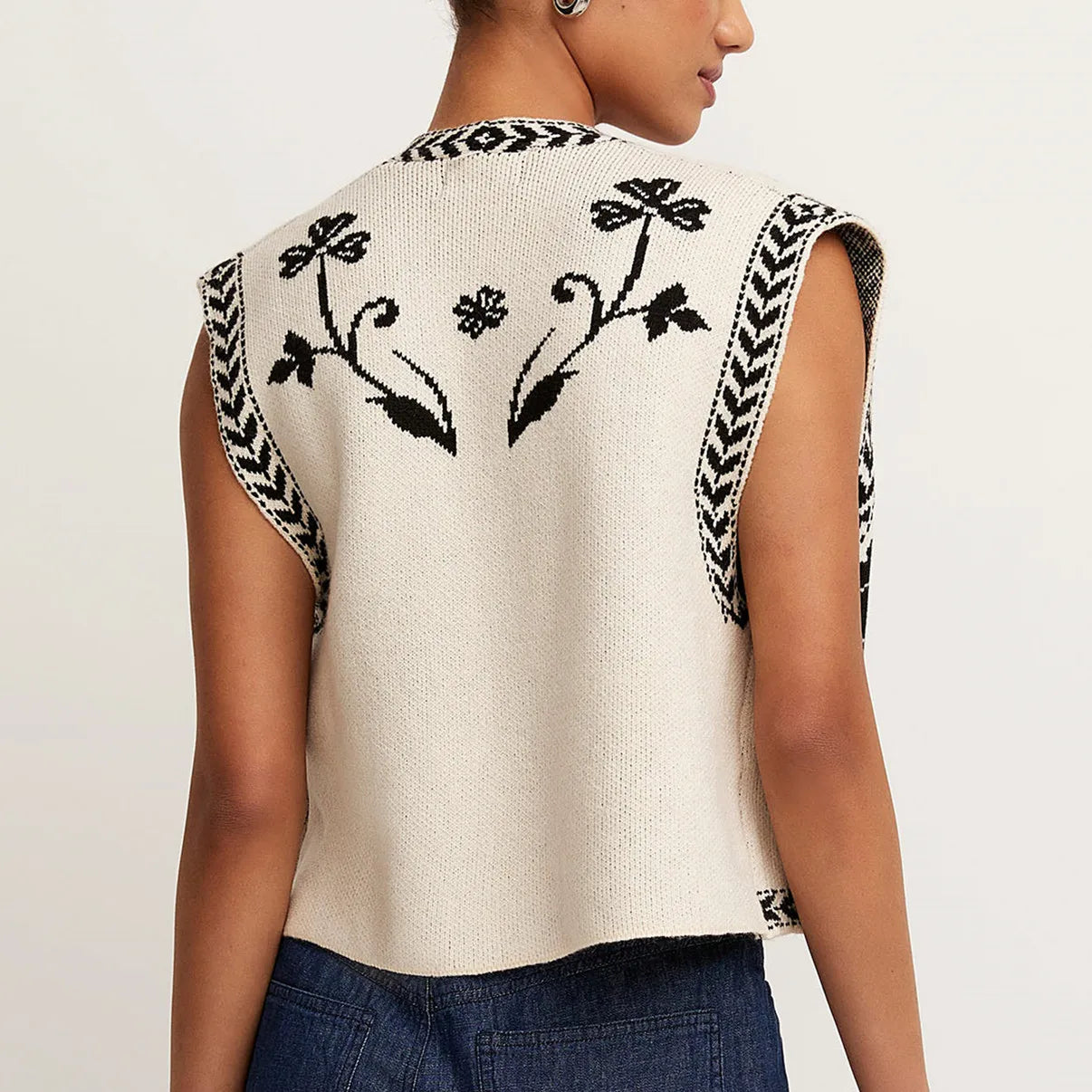 Gaono Women Floral Print Vest Sleeveless Open Front Boho Cardigan Waistcoat Trendy Y2k Going Out Embroidered Vest Top
