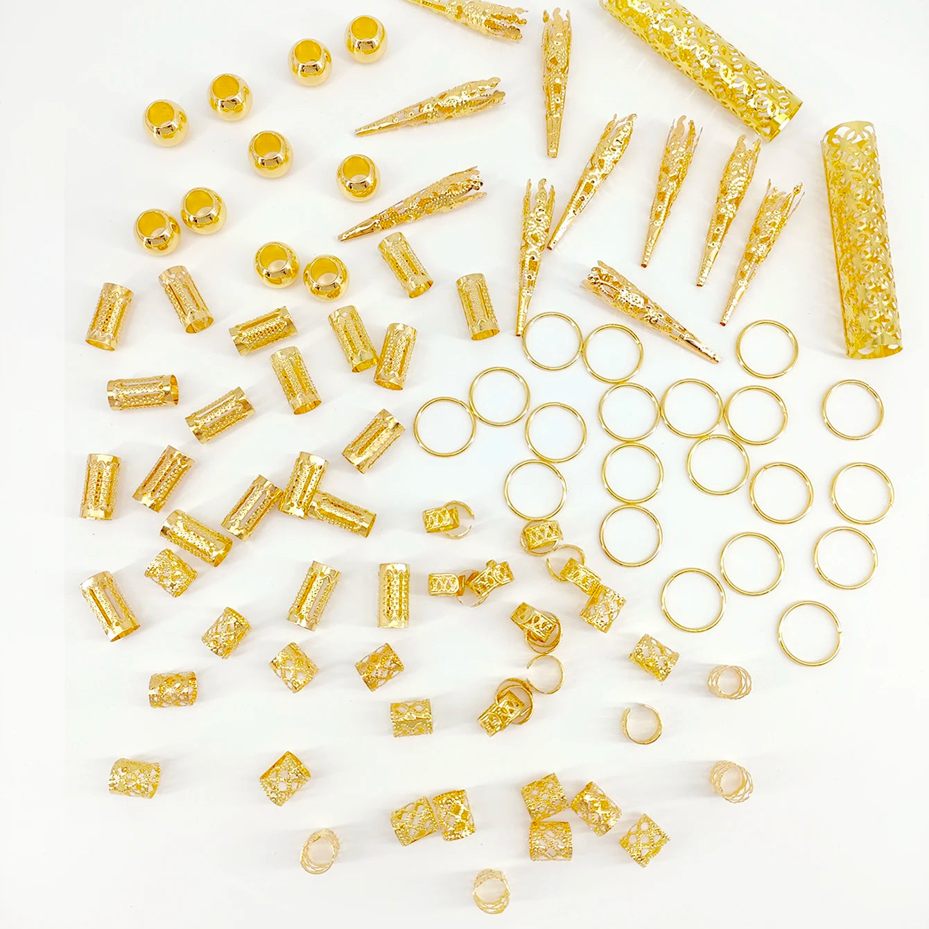 102pcs boho Hollow Braids Hair Rings Metal Dreadlock Hair Cuff Pins Different Length Hair Barrettes For Women Hair Accessories