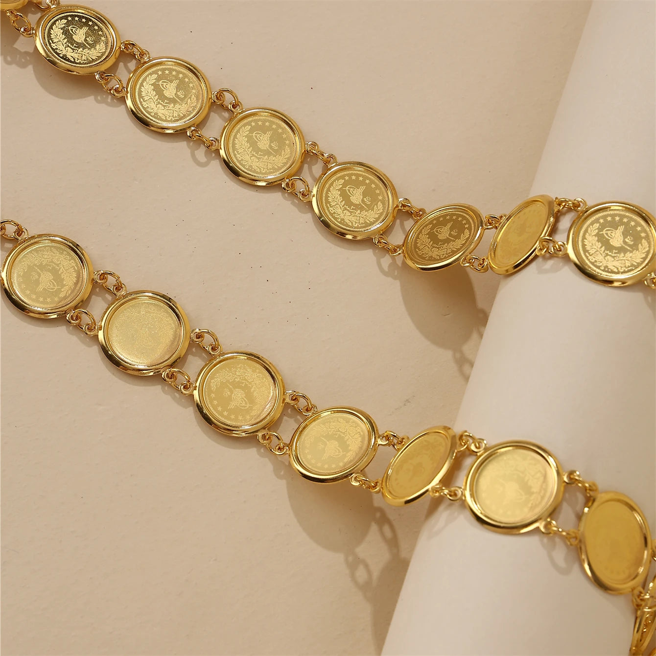 Fashion Algerian Bridal Coins Gold Plated Belt Traditional Arab Festival Woman Wedding Party Metal Waist Chain Jewelry