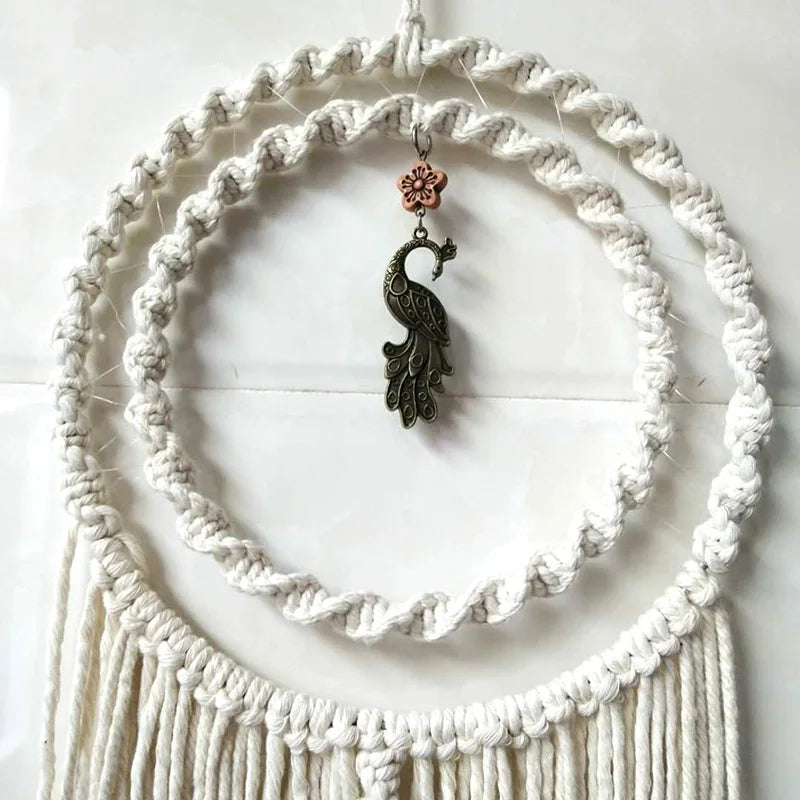 Macrame Wall Hanging Tapestry Dreamcatcher Hand-Woven Bohemia Tassel Curtain Tapestry Wedding Backgrou Boho Decor
