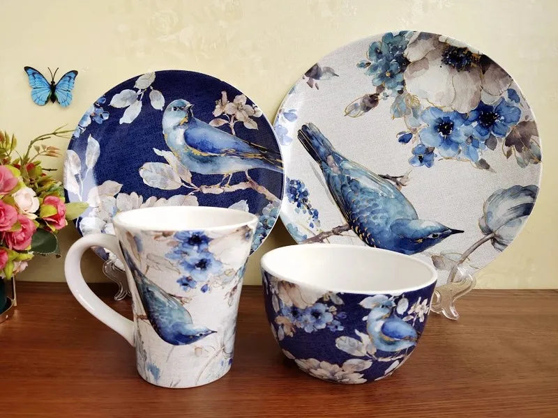 Boho Ceramic Tableware Set, Rice Bowl, Salad Plate, Home Decor, Living Room, Western Food Steak Mug