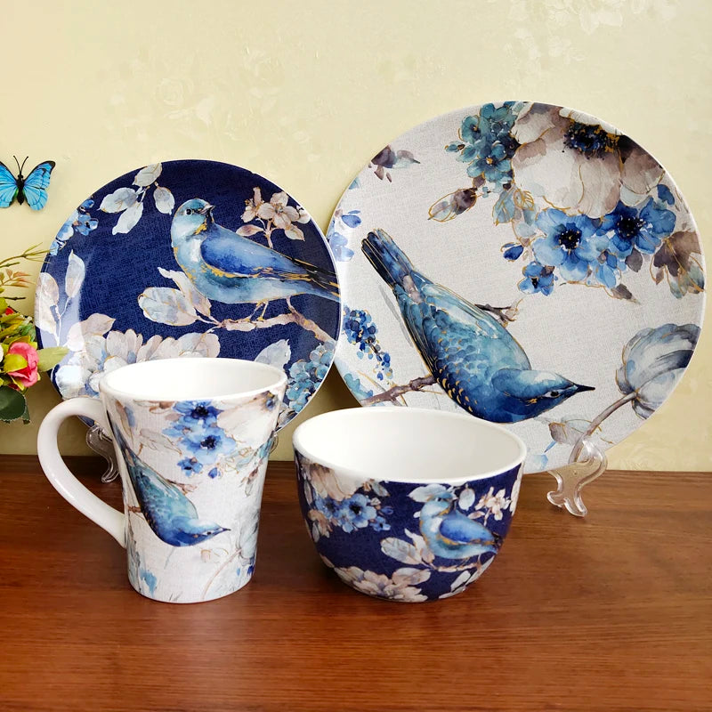 Boho Ceramic Tableware Set, Rice Bowl, Salad Plate, Home Decor, Living Room, Western Food Steak Mug