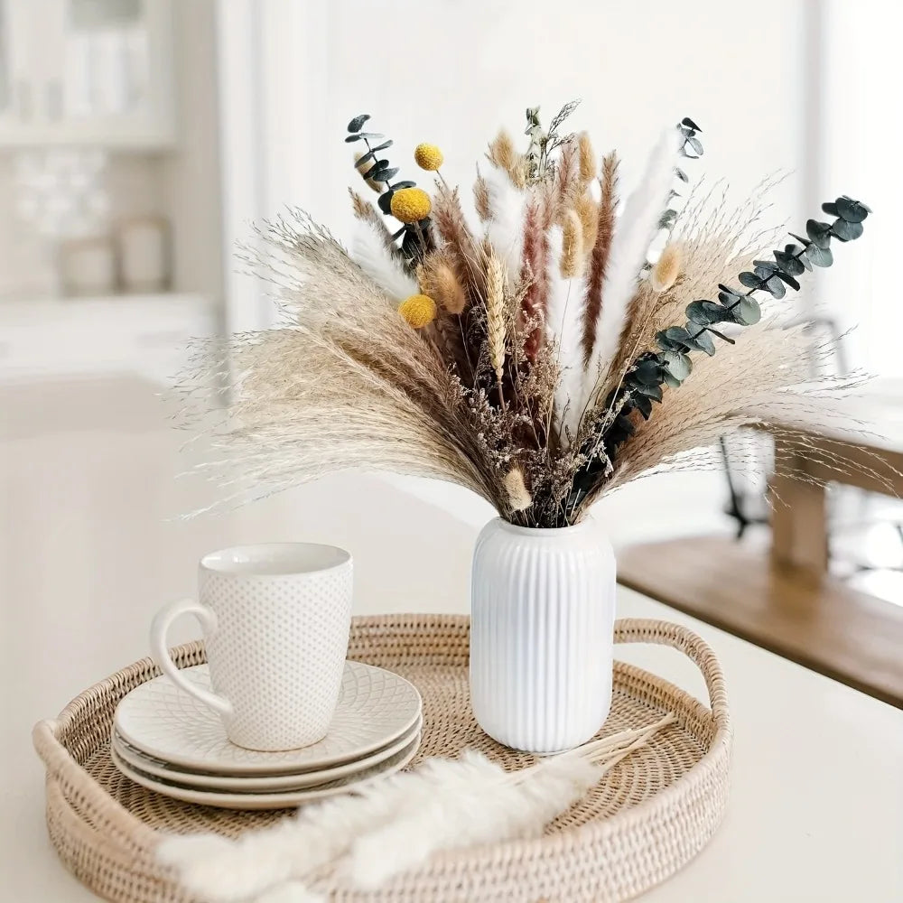 Natural Dried Pampas Grass Flowers Bouquet for Christmas Decoration Reed Eucalyptus Boho Home Decor DIY Making Craft Accessories