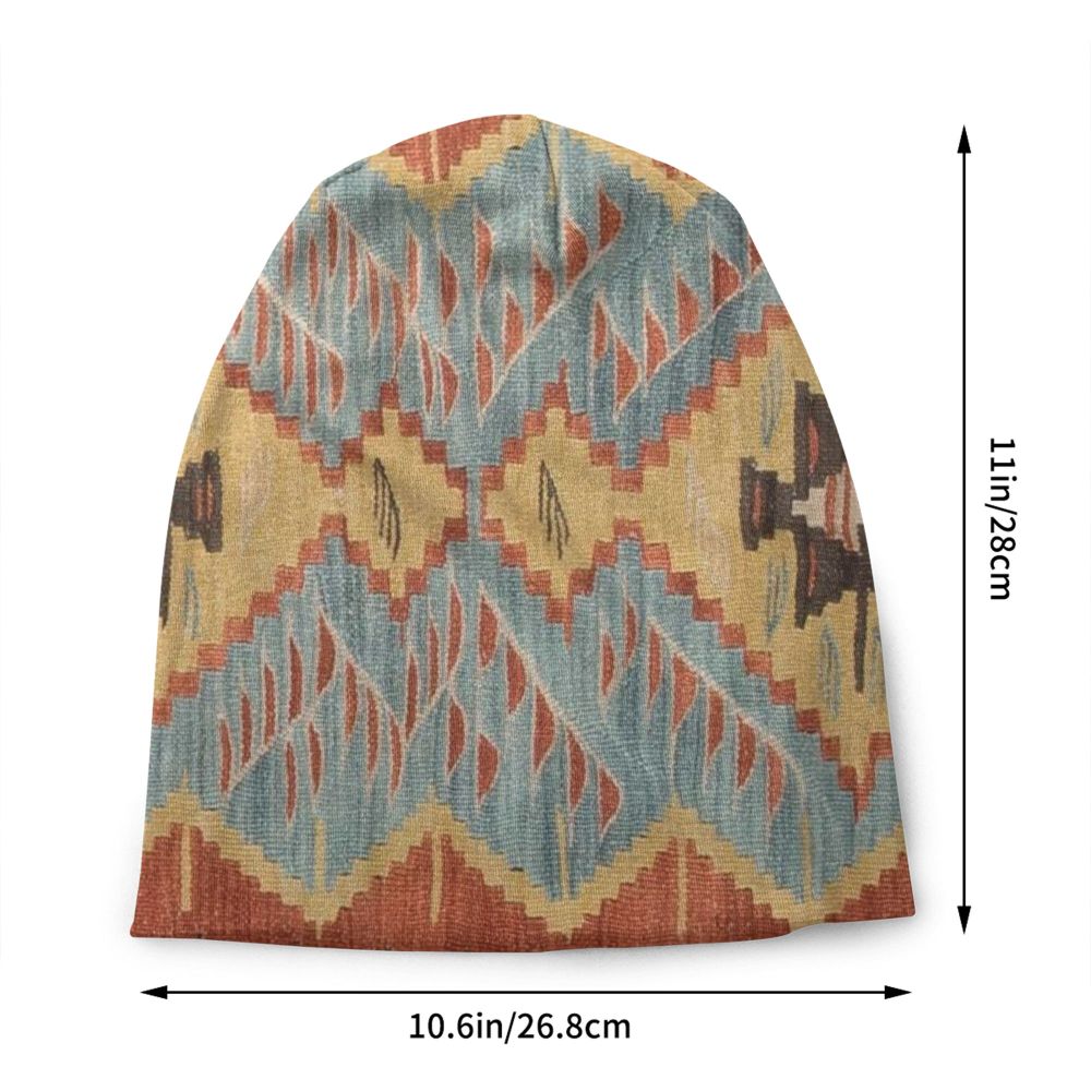 Custom Persian Kilim Print Skullies Beanies Caps Cool Warm Knitted Hats Unisex Bohemian Geometric Ethnic Style Bonnet Hats