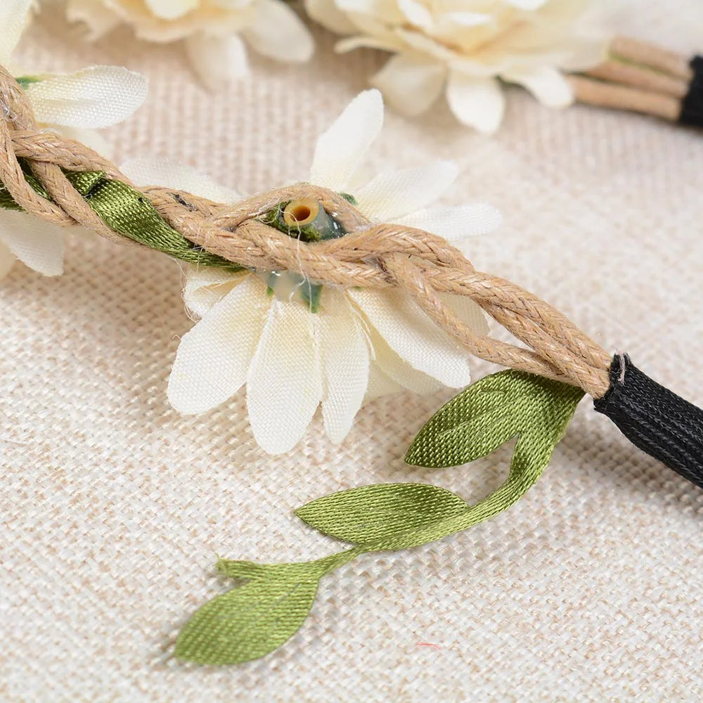 Women Wedding Flower Headband Boho Flowers Headwear Girls Headbands Hair Accessories Bride Wreath Beach Garland Wholesale 2022