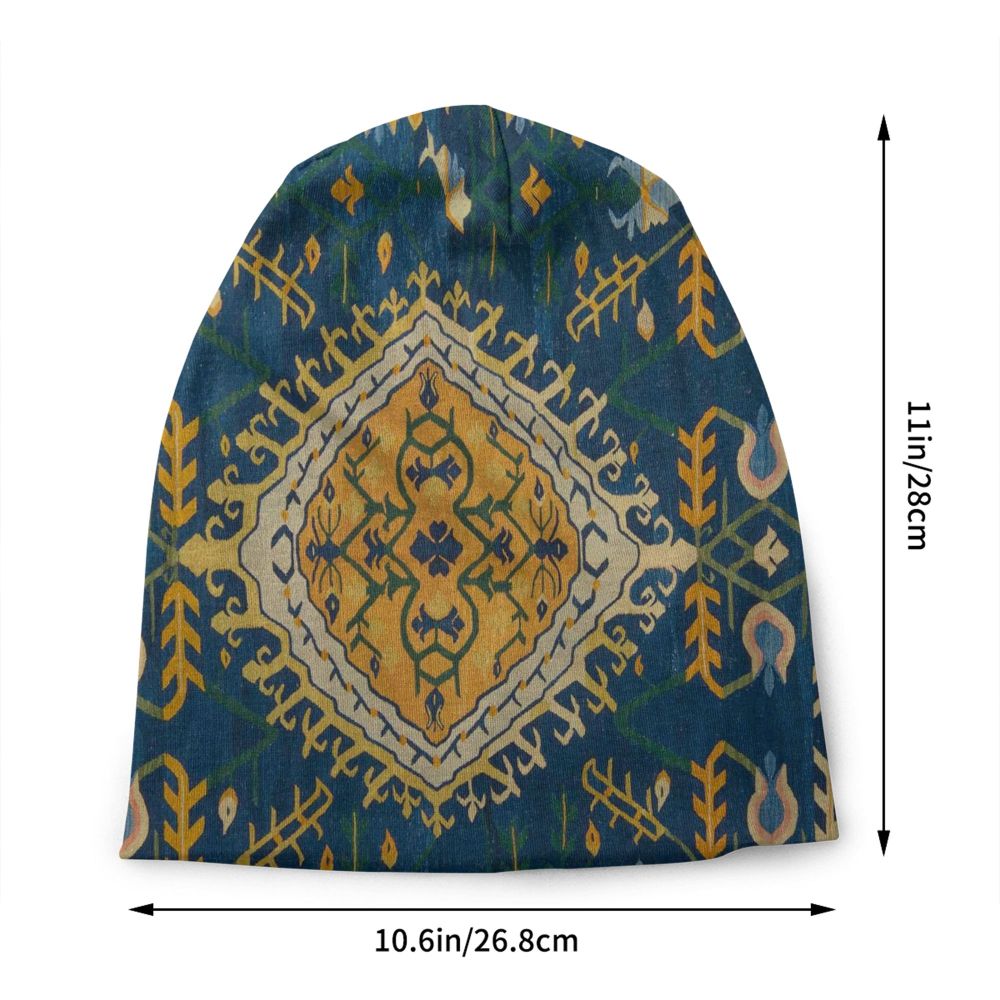 Custom Persian Kilim Print Skullies Beanies Caps Cool Warm Knitted Hats Unisex Bohemian Geometric Ethnic Style Bonnet Hats