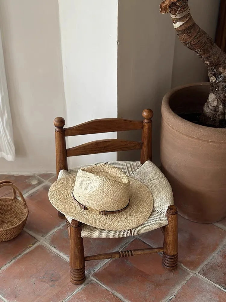 Fashion Vintage Raffia Straw Jazz Hats For Women Men Caps Summer Beach Casual Fedora Hat Jazz Hat Elegant Sunhat Chapeau Enfant