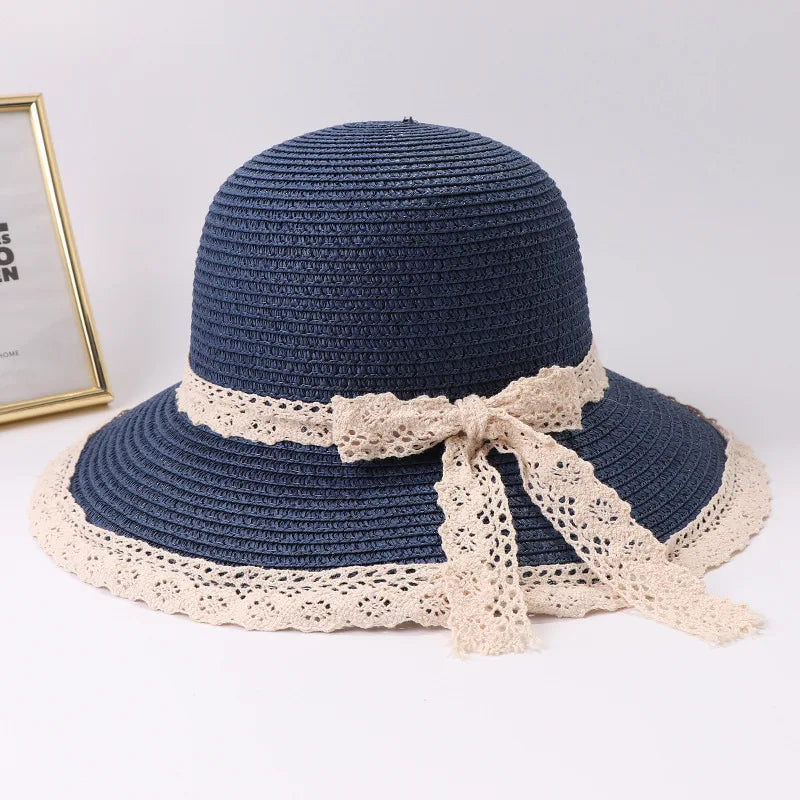 2019 Summer Bow Ribbon Sun Hat Panama Women's Cap Bonnet Beach Straw Hats summer hats for women шляпа соломенная gorro mujer
