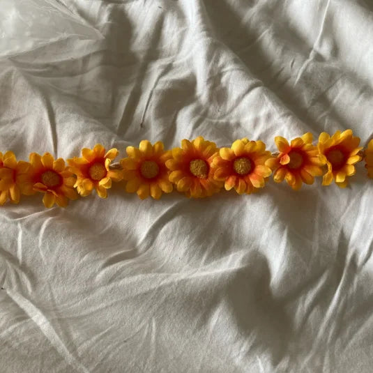 Floral Fall Boho Sunflower Crown Daisy Hair Wreath Headband Bridal Wreath Headpiece Flower Girl Headdress Props for Wedding