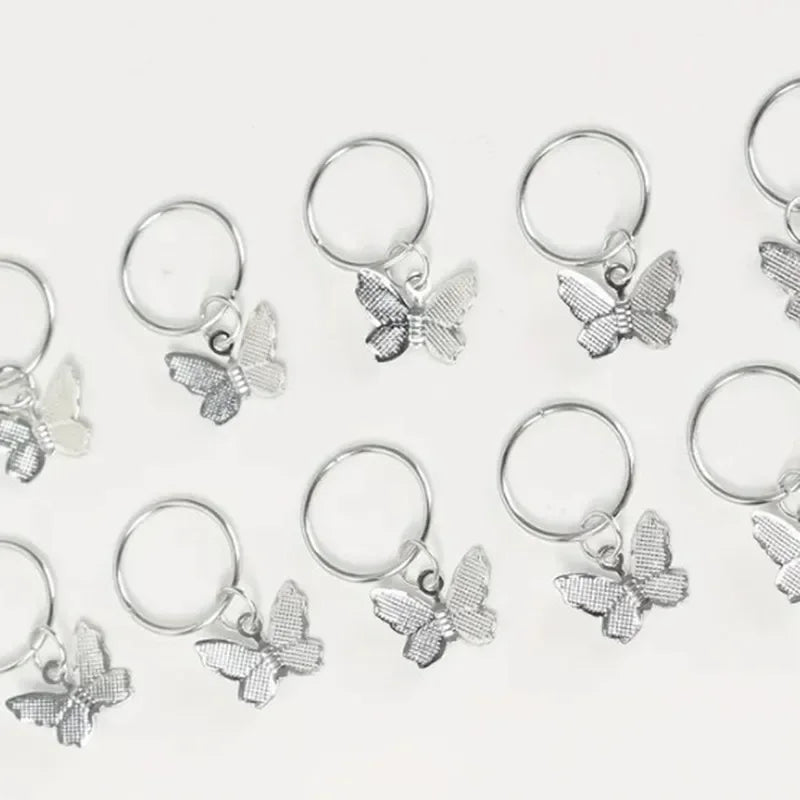 5-20pcs Boho Butterfly Hair Ring Dreadlocks Beads Hair Braid Rings Clips Dread Locks Hair Braiding Accessories